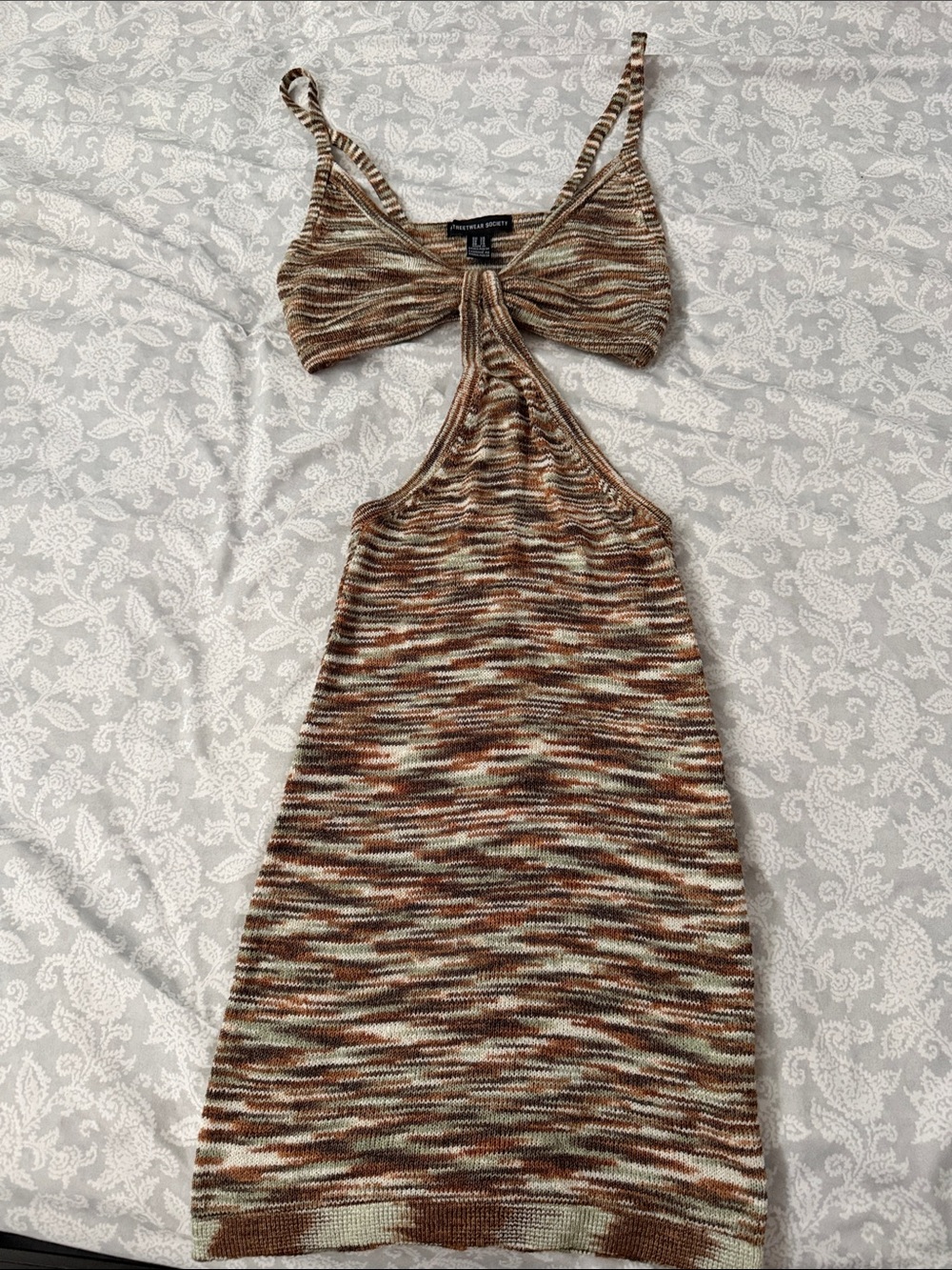 Streetwear Society Brown Multi Knit Halter Camisole Dress
